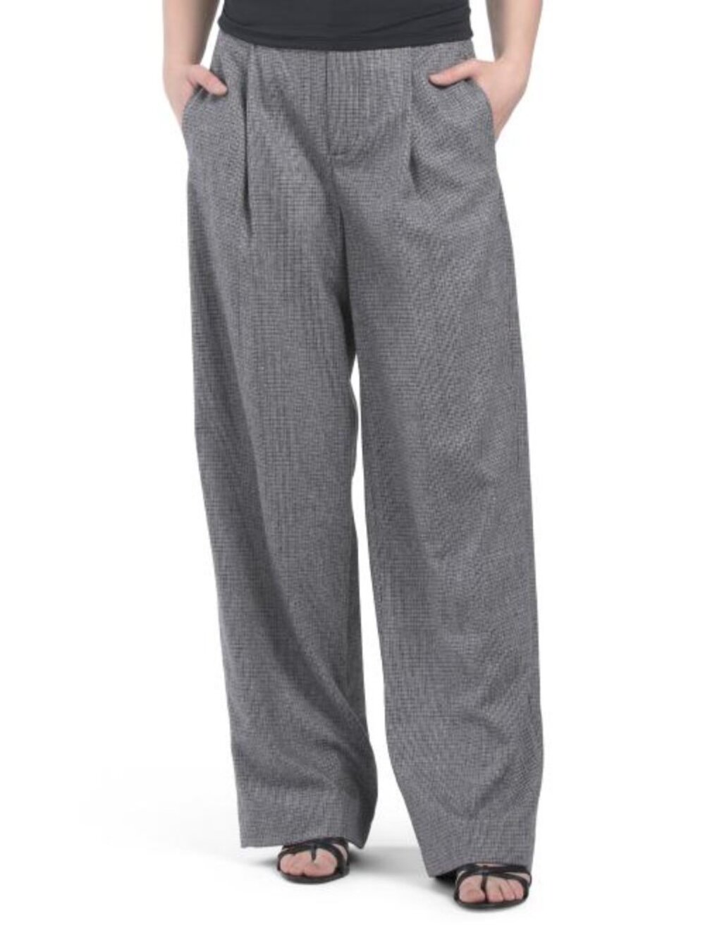 VINCE Wool Blend High Waist Roma Check Trousers